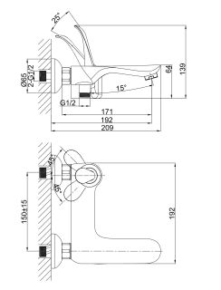 Смеситель для ванны DQ Venice Baciano хром DA1033241
